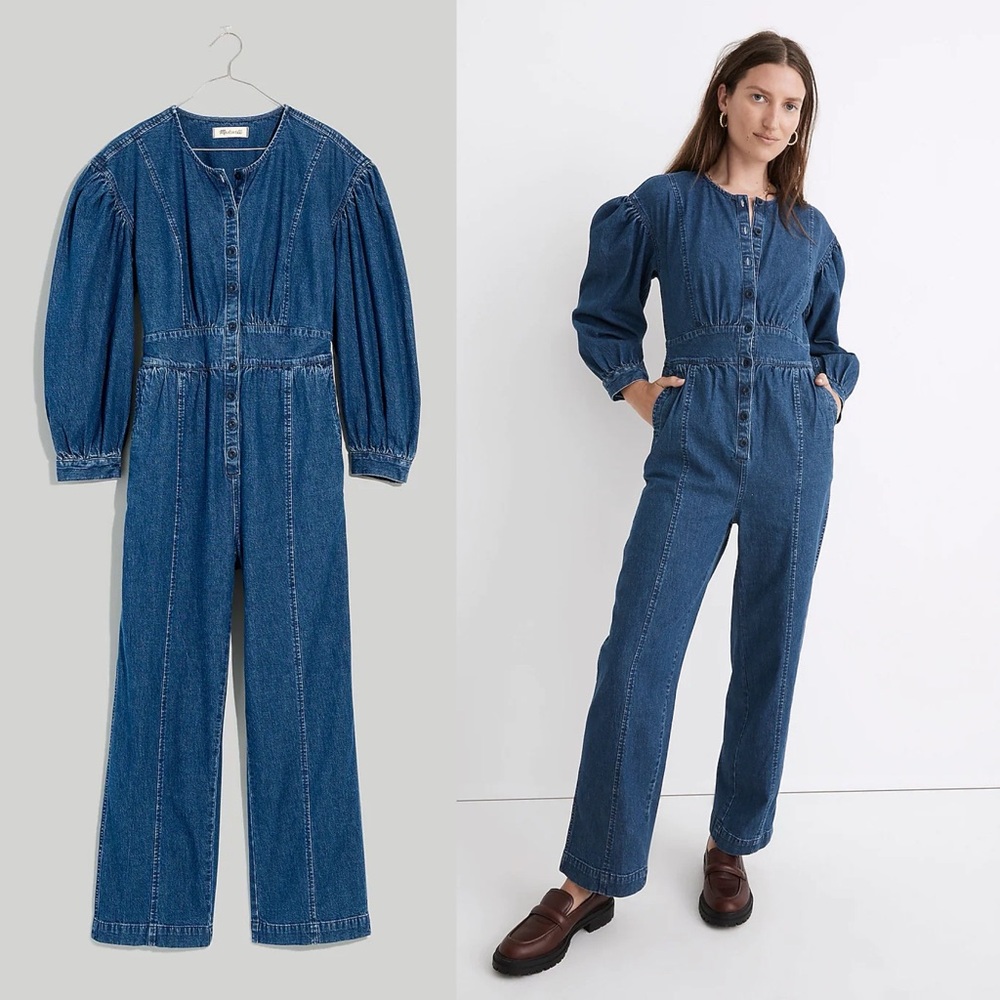 Madewell• NWT Denim Straight-Leg Jumpsuit size Petite M